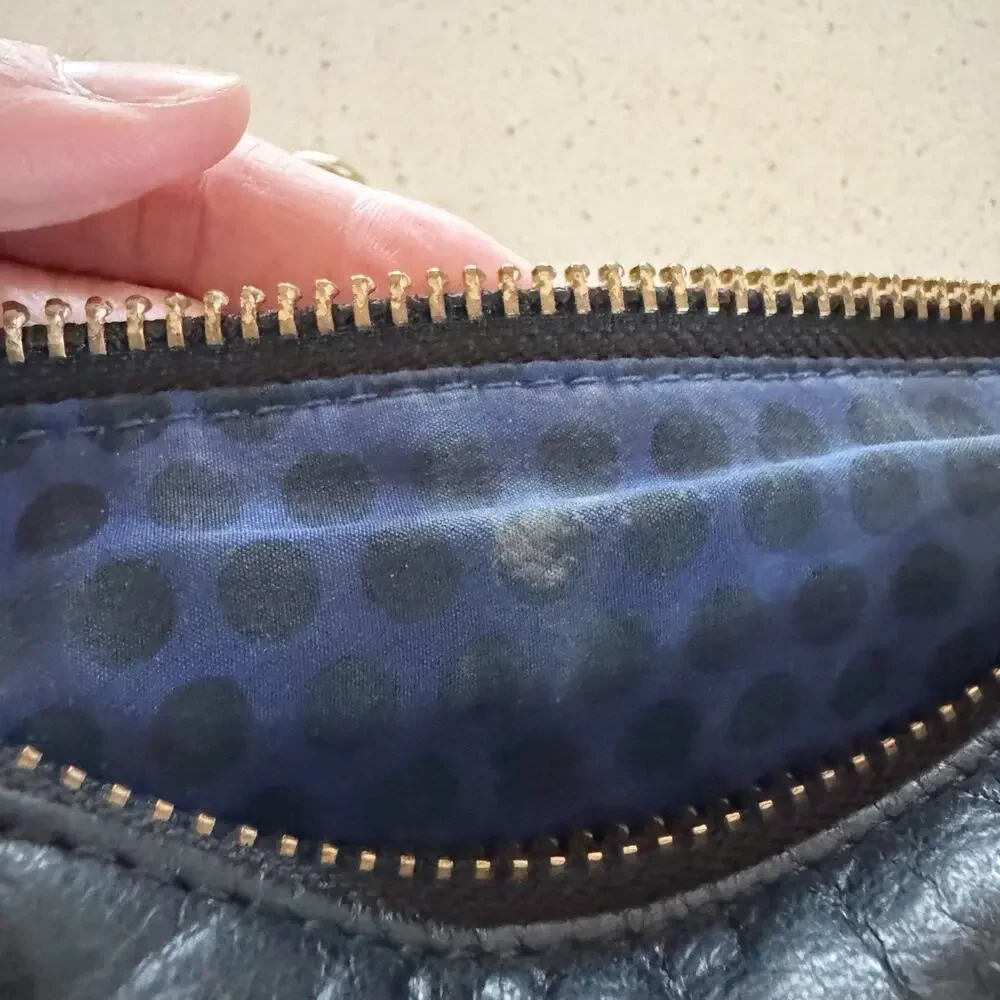 Rebecca Minkoff Black Soft Leather Zip Crossbody Gold Chain Strap Studs Club - Picture 8 of 9